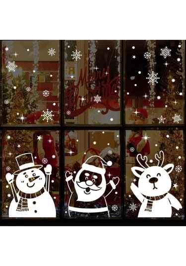 Noel Yeni Yıl Happy Christmas Yılbaşı Sevimli Geyik Noel Baba Sevimli Kardan Adam Sticker Seti