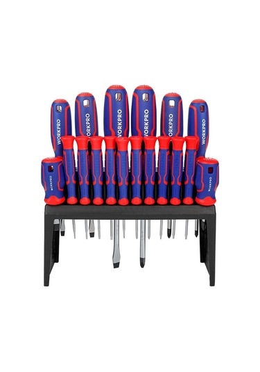 Workpro Wp200506 18 Parça Duvar Askı Aparatlı Profesyonel Cr-v Manyetik Tornavida Seti Fr Wp200506