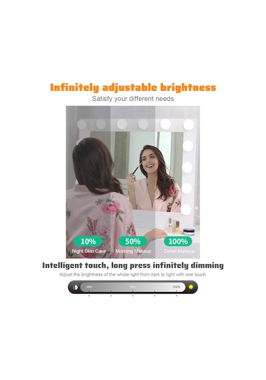 Xindoker Makyaj Aynası Led Işık 14lü, 3 Renk Tonu, Usb Dokunmatik Kontrol, Sürekli Işık Ayarlama, Dolap Işığı