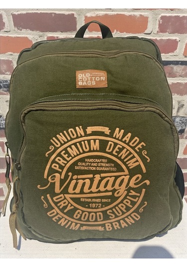 Kaliteli Siyah Vintage Salaş Baskılı Disayn Günlük Gezi Okul Sırt Çantası Revilla Bag 28x38cm Açık Kahverengi