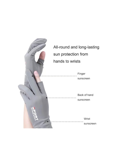 Güneş Koruyucu Eldiven Balıkçılık Kaymaz 2 Yarım Parmak Eldiven 001