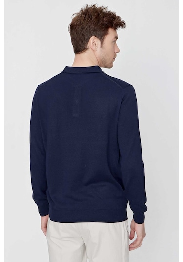 Basic Dinamik Fit Rahat Kesim Polo Yaka Triko Kazak 99kc017001210 Marine