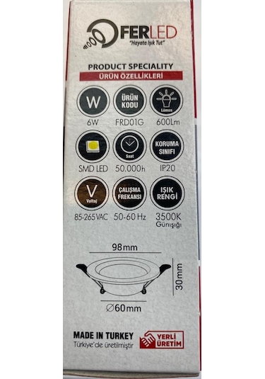 6 Watt Downlight Beyaz
