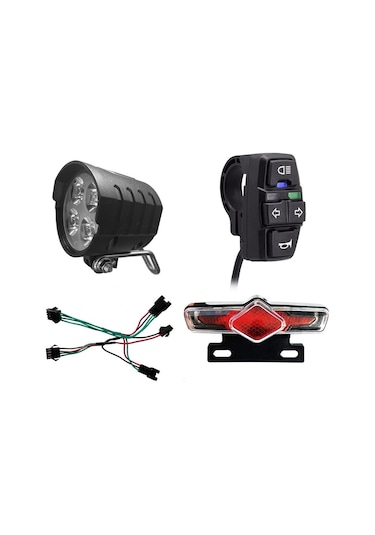 Bisiklet Ön Ve Ebike Arka Işık Seti Girişi 36v 48v 52v 60v Dk336 Işık Korna Torna Anahtarı E-bisiklet Işık Yurt Dışından