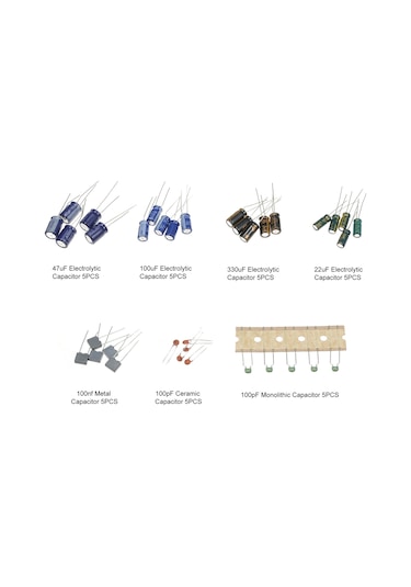 Xindoker Başlangıç Seviyesi Elektronik Bileşen Seti: Devre Tahtası, Direnç, Kondansatör, Diyot Ve Led'ler İle Uygulama Paketi