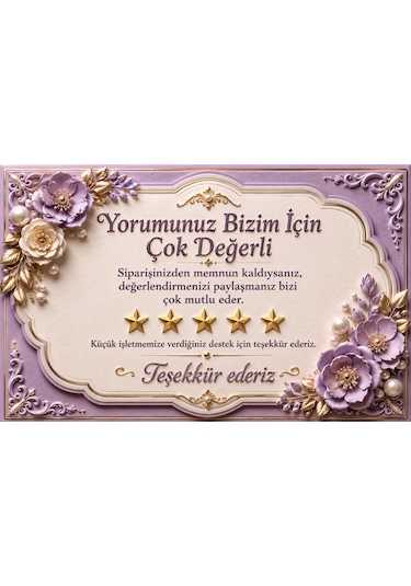 3d Tasarım İşletme Yorum Kartı Sipariş Teşekkür Kartı Lila