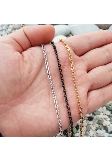 Chavin Gri 60 Cm. 3 Mm. Kolye Zinciri Erkek Çelik Zincir Df32 (478255442)