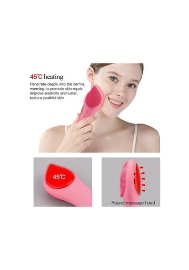 Elektrikli Yüz Temizleme Fırçası Isıtma Silikon Sonic Titreşim Yüz Fırça Cilt Gözenek Temizleyici Masaj Usb Şarj Edilebilir Elektrikli Yüz Temizleme Cihazları Ts1cpt Pembe