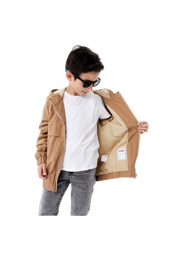 Benitto Kids Erkek Çocuk Kapüşonlu Yağmurluk 51362 Bej