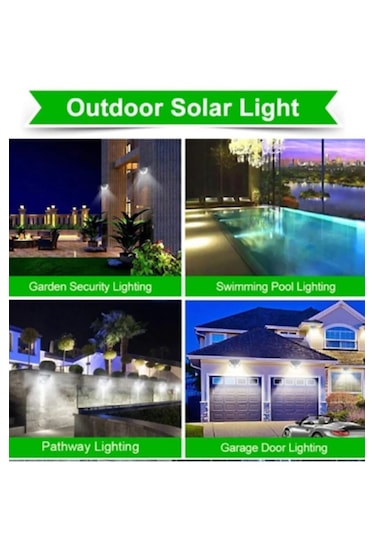 4 Adet 100 Led Solar Sokak Lambası 3 Modlu Güneş Enerjili Lamba