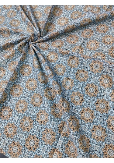 Ebruli Pamuklu Etnik Desenli Soft Eşarp 90x90 Cm Lacivert - Indigo