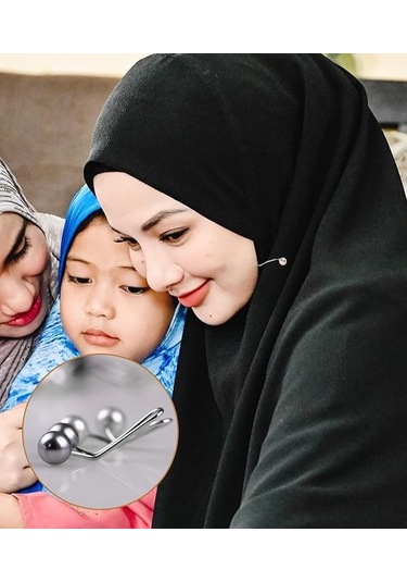 12 Adet Müslüman Hicab Klipsi Hicab Pinleri İmitasyon İnci Eşarp, Çok Renkli
