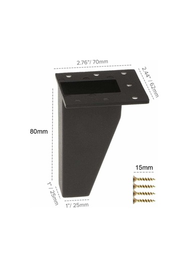 Parça Mobilya Ayakları, Alüminyum Metal Açılı Mobilya Ayakları, Dolap Kanepe Şifonyer Masa İçin, Siyah, 80 Mm Diğer
