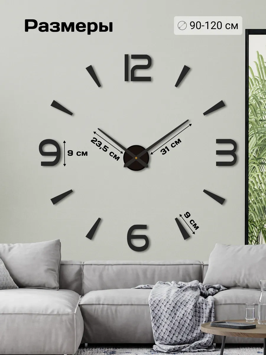 Artclock Rulo Duvara Yapışan Rakamlı Dekoratif Duvar Saati 351490821 Siyah