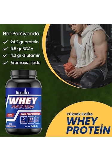 Fibrelle Whey Proteini-aromasız 960 G Protein Tozu Sade 32 Servis Aromasız