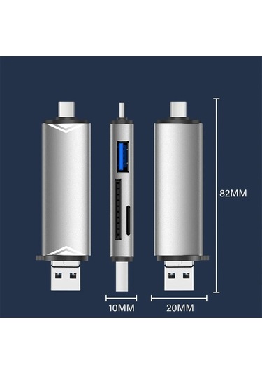 Novahub 6'in 1 Arada Usb 3.0 Kart Okuyucu U Disk Type-c/usb/tf/sd Harici Depolama Çubuğu Jaster Silver