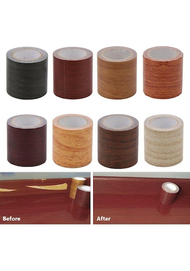 5 M/rulo Ev Dekor Mobilya Yenileme Süpürgelik Hattı Zemin Ahşap Tahıl Bant Onarım Yapıştırıcı 8cm X 4.75m-dark Brown Oak
