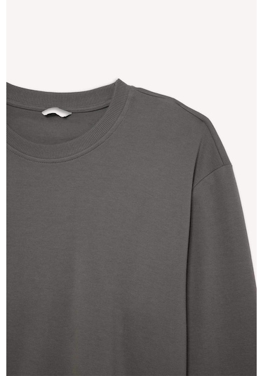 Defacto Boxy Fıt Bisiklet Yaka Pike Sweatshirt H1001ax26spgr206 Gri-gr206