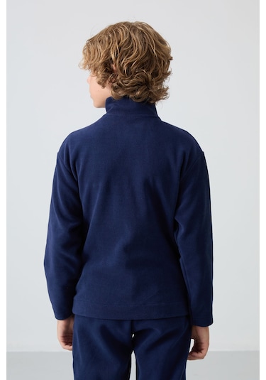 Tommy Life Lacivert Kalın Yumuşak Dokulu Standart Fit Nakışlı Polar Erkek Çocuk Sweatshirt - 11223 Lacivert