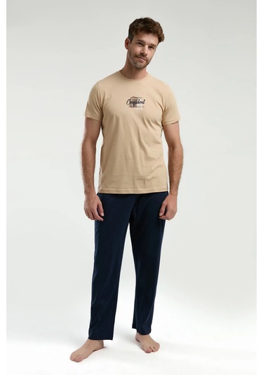 Arnetta 3326 Kısa Kol Erkek Pijama Takımı Bej