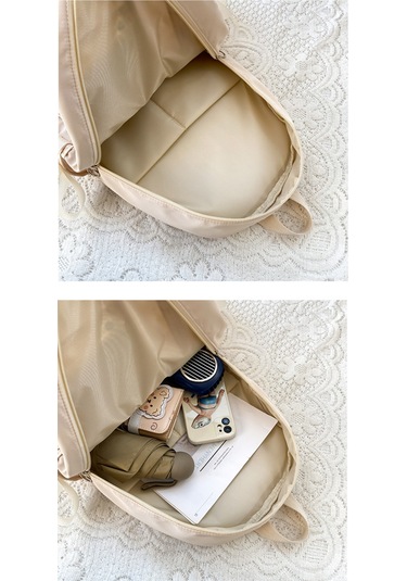 Jeemson Bej Renkli Nylon Çanta, Bow Dekorasyonlu, Çok Bölmeli, Ayarlanabilir Askılı Kemerli, Üniversite/ Günlük Kullanıma Uygun Sırt Çantası Çok Renkli