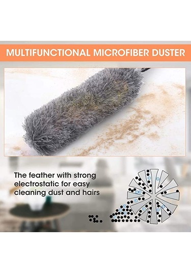 Geeroyoo "pratik Mikrofiber Toz Bezi Seti: 250cm Uzatılabilir Çubuk, 3 Değiştirilebilir Başlık İle Tavan, Mobilya Ve Araç Temizliği"