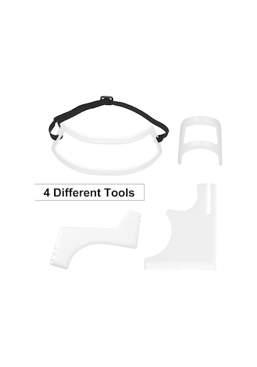 Maiyame Ev Saç Bakımı 4'lü Set: Sakal, Sakal Çizgisi, Saç Kesim Ve Boyun Çizgisi Şablonları Beyaz