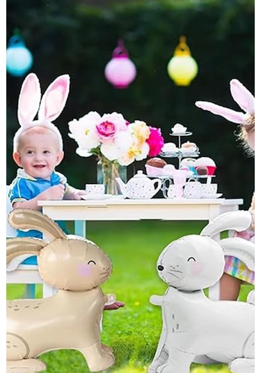Bej 3d Büyük Boy Tavşan Folyo Balon Bej