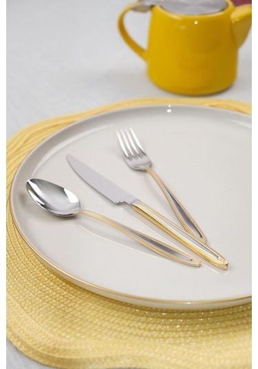 Lugga Sare Gold Yemek Çatal Kaşık Bıçak Takımı 6 Kişilik 18 Parça