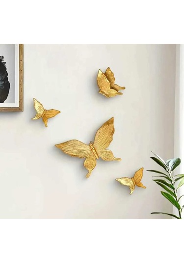 4 Parça Kelebek Duvar Süsü Ev Dekoru Duvar Dekorasyonu Biblo Obje