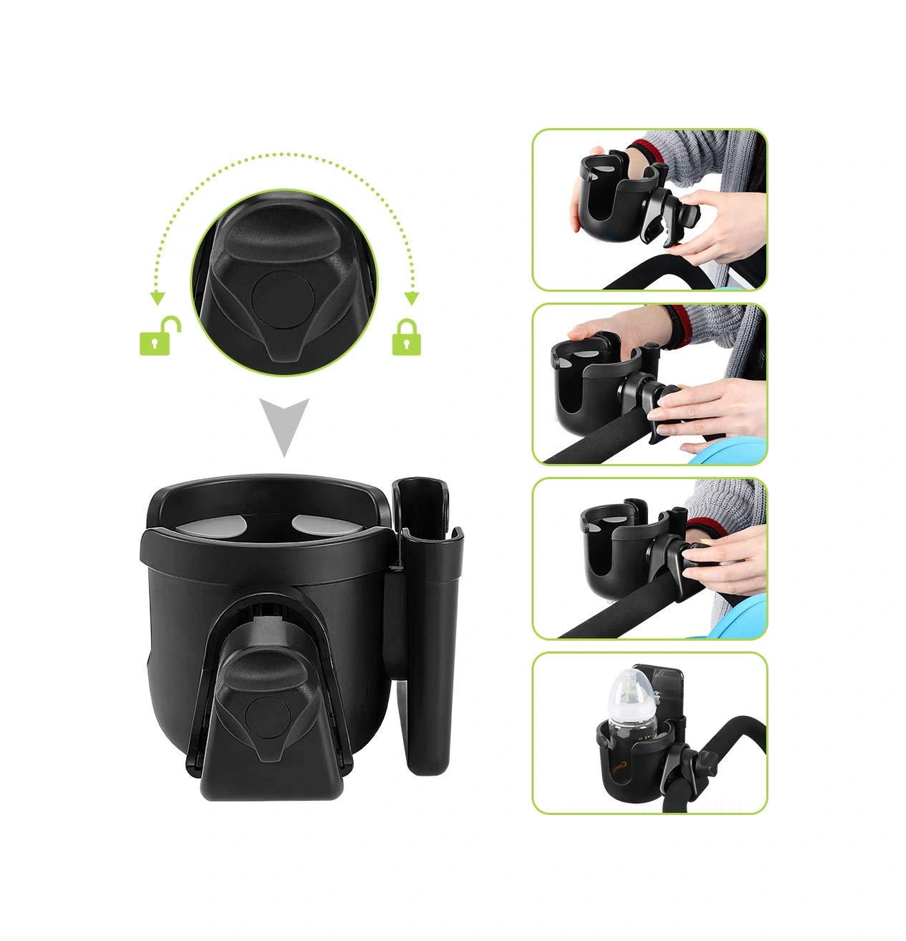 Padalink Ev, Araba Kullanıma Uygun Universal Telefon Tutucu, 3.5"-6.8" Telefon Boyutuna Uygun, Siyah Abs Plastik Materyal, 0.55-1.7 İn Clip Aralığı