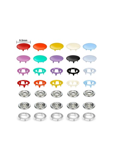 Ranyeek 9.5mm 10 Renk 200 Adet Sert Tıkanaklı El Basma Aracı Ve Saklama Kutusu Seti Çok Renkli