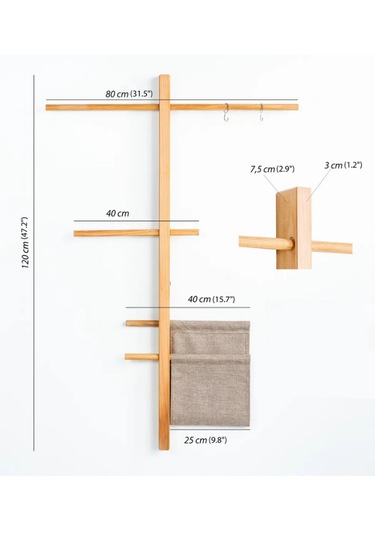İskandinav Tarzı Duvar Organizeri - Ahşap Askılık