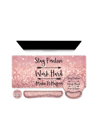 Ev Ofisi İçin 1'de Xxl Mouse Pad + Klavye Bilek Desteği + Fare Bilek Desteği + Ergonomik Masa Pedi Seti