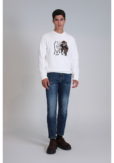 Lufian Bert Smart Jean Erkek Pantolon Slim Fit Mavi Mavi 112200209100300 Mavi