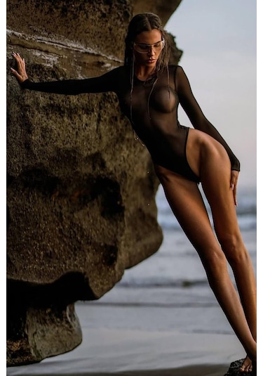 Bikini Mayokini Dünyası Belinda Tül Body - Siyah Siyah