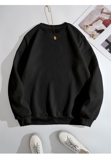 Coke Serisi Letter Embroidery Thermal Lined Sweatshirt-trzksw2083 Beyaz