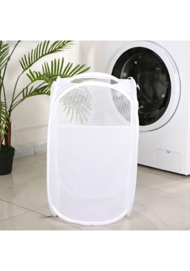 Suntek Çamaşır Sepeti Polyester Taşınabilir Elbise Beyaz