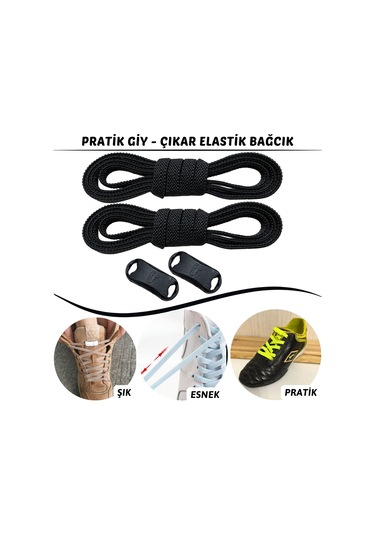Tak Bırak Klipsli Elastik Nesil Akıllı Bağcık - Siyah