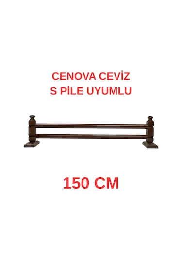 Cenova S Pile Ve Perde Düğmesi Uyumlu Çetray Çift Raylı Modern Ahşap Rustik Ceviz 150 Cm Ceviz