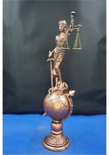 Themis Adalet Terazisi Heykeli 35 Cm Dekoratif Ev & Ofis Biblosu Bakır