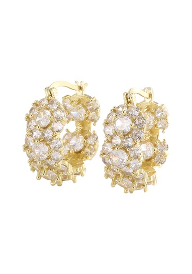 Geeksen Altın Renkli Zirkon Yüzük Küpe Seti, Şık Ve Modaya Uygun Aksesuar 12009 Gold