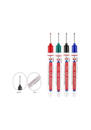 Mufunye Kalıcı İşaretleme İçin Profesyonel 4'lü Yapı İşaretleme Kalem Seti - Metal, Plastik, Cam, Tahta Üzerinde Kullanım İçin Uygun Siyah, Kırmızı, Yeşil, Mavi