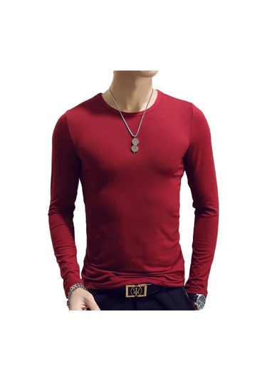 Snapbuy 2023 Erkek Uzun Kollu V Yaka Gevşek Fit T-shirt Sonbahar Giyimgökyüzü Mavi Gökyüzü Mavi