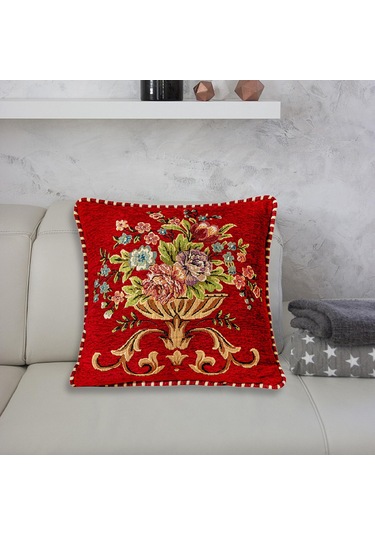 Suntek 48x48cm Makinede Yıkanabilir Dekoratif Yastık Kırmızı Kırmızı