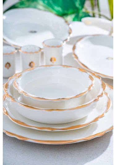 Caroline 12 Kişilik 58 Parça Porselen Yemek Takımı Beyaz