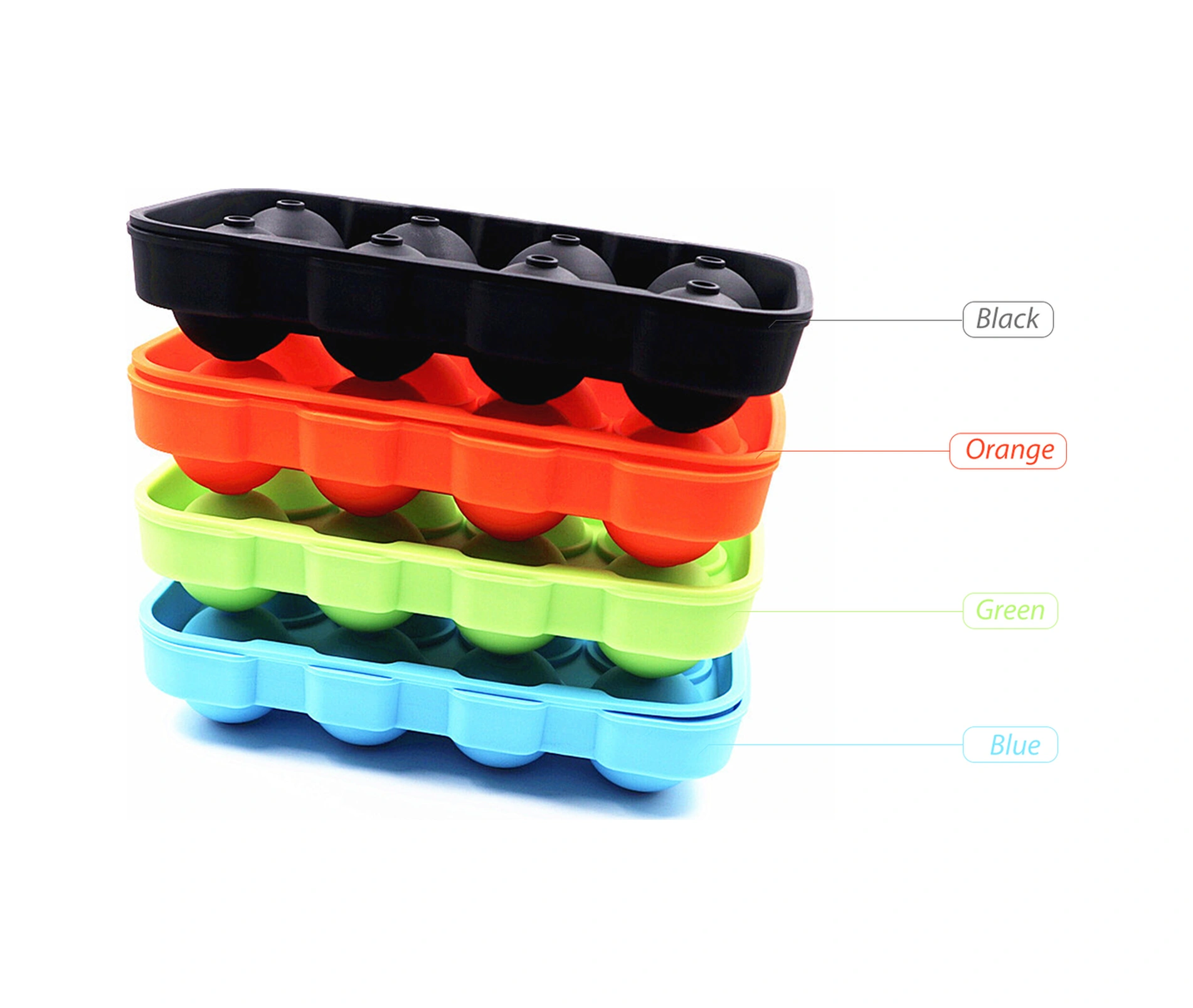 Kosona Yeşil 8 Hücre Silikon Buzluk, Geri Kullanalabilir, Kapağı Var, Kolay Buz Çıkarımı, Kokteyl Ve Kahve İçin Çok Renkli