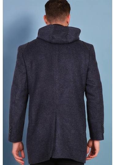 Plt8335 Dewberry Erkek Palto-diagonal Mavi-siyah Diagonal Mavi-siyah