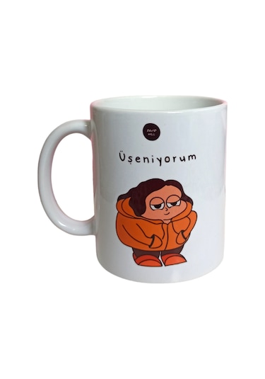 Üşeniyorum Yazılı Basklı Kupa