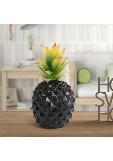 Homyl Reçine Ananas Süs Ev Dekorasyonu Nesnesi Masaüstü Siyah Orta